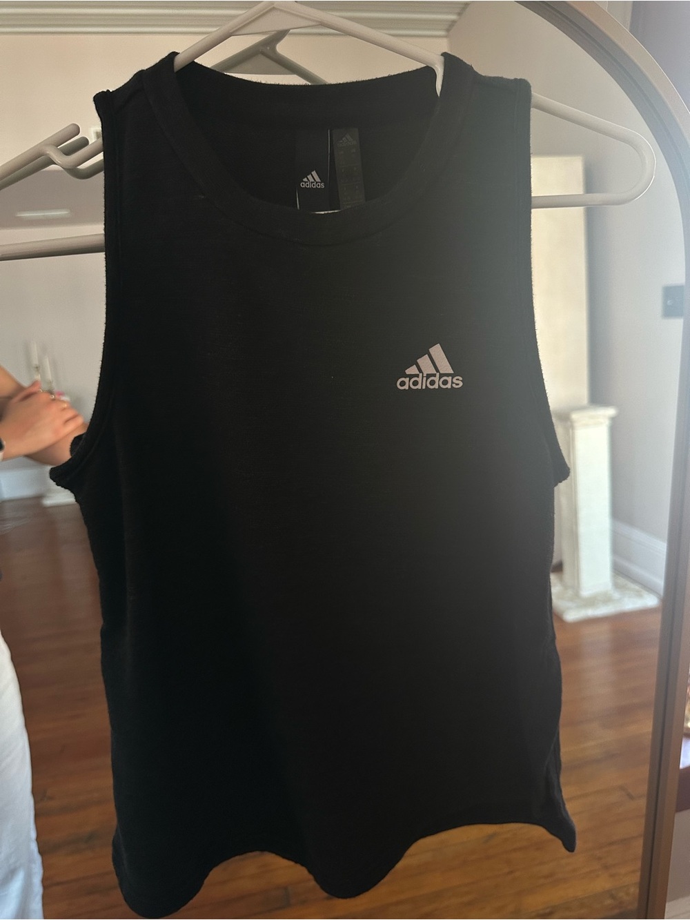 adidas Thick Black Sleeveless Training Tank with White Logo